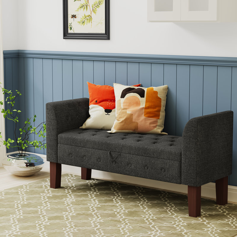 Red Barrel Studio Hannabel Upholstered Storage Bench Solid Wood